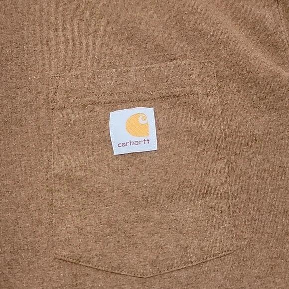 Brown Carhartt Pocket Tee Large Tall Loose Fit Workwear - Picture 5 of 6